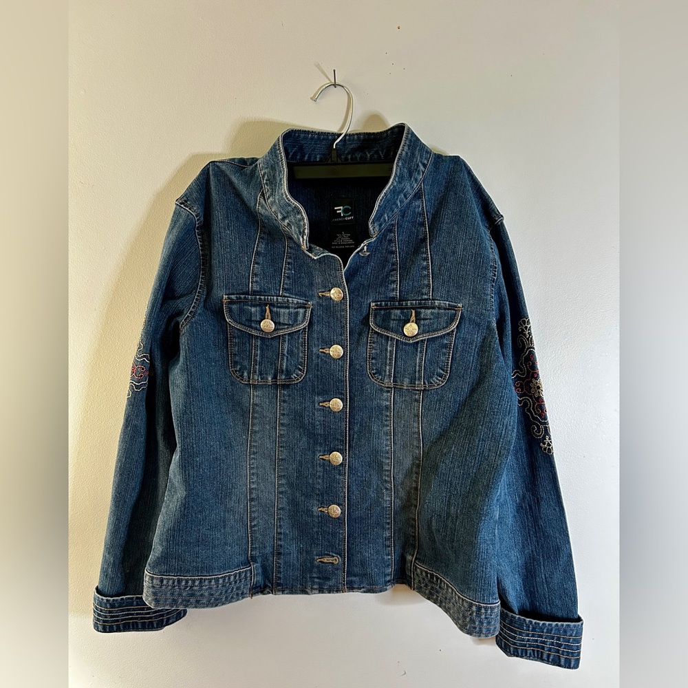 Embroidered French Cuff Y2K Vintage Jean Jacket